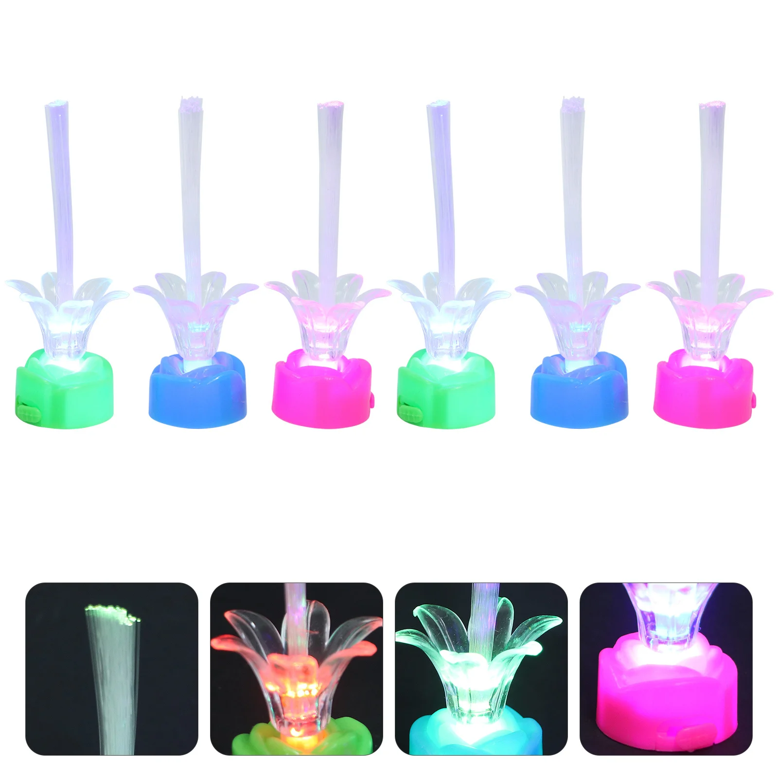 

12Pcs Rose Fiber Optic Lamp Multicolor Changing Gypsophila Light Operated Christmas Party Decoration Gift Fiber Optic