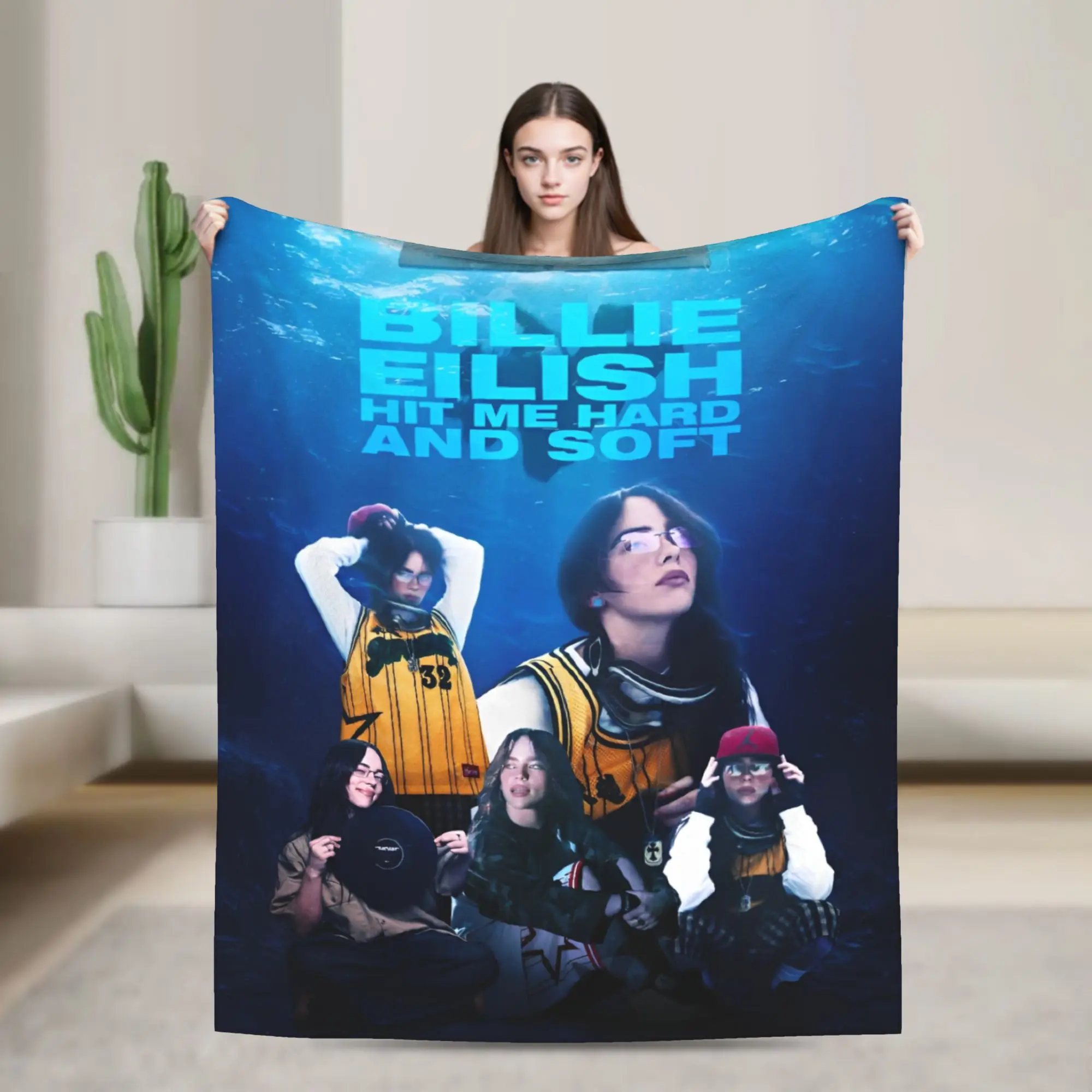 2025 Hit Me Hard And Soft Warm Soft Blanket Singer E-eilishes Tour Picnic Plush Throw Blanket Bed Flannel Bedspread Sofa Bed