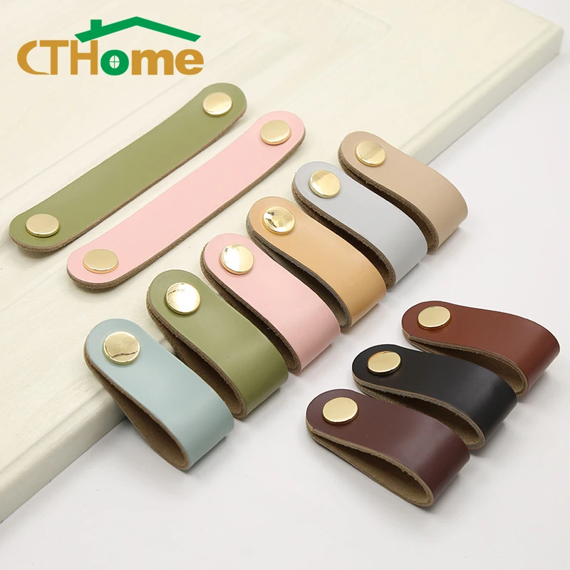 1/6/10PCS Leather Drawer Handles Wardrobe Dresser Door Handle for Kitchen Cabinet Knobs Modern Furniture Pulls Hardware 96mm