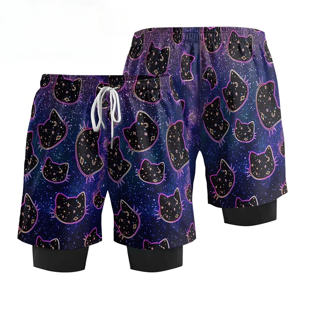 جديد 2 في 1 الرجال اللياقة البدنية تشغيل السراويل الرياضة في الهواء الطلق التجفيف السريع دراجة السراويل اصطف شورتات للبحر عادية تصفح السباحة