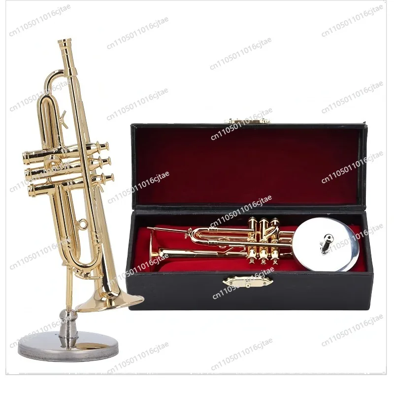 Gold-plated Brass Trumpet Model, Wind Music Trumpet Musical Instrument Simulation Model Gifts, Home Ornaments