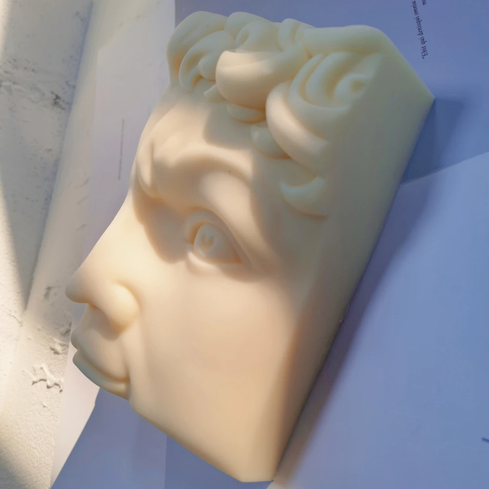Greek Statue Sculpture Half Head Lips Mouth Hercule Candle Mold Body Art David Face Silicone Mould - Image 4
