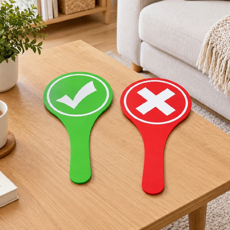 10-20PCS/Pack Double Sided Yes No Paddle Sign Handheld Right Wrong Answer Tag Green Red Travel Food Check In Game Show Props ZYF