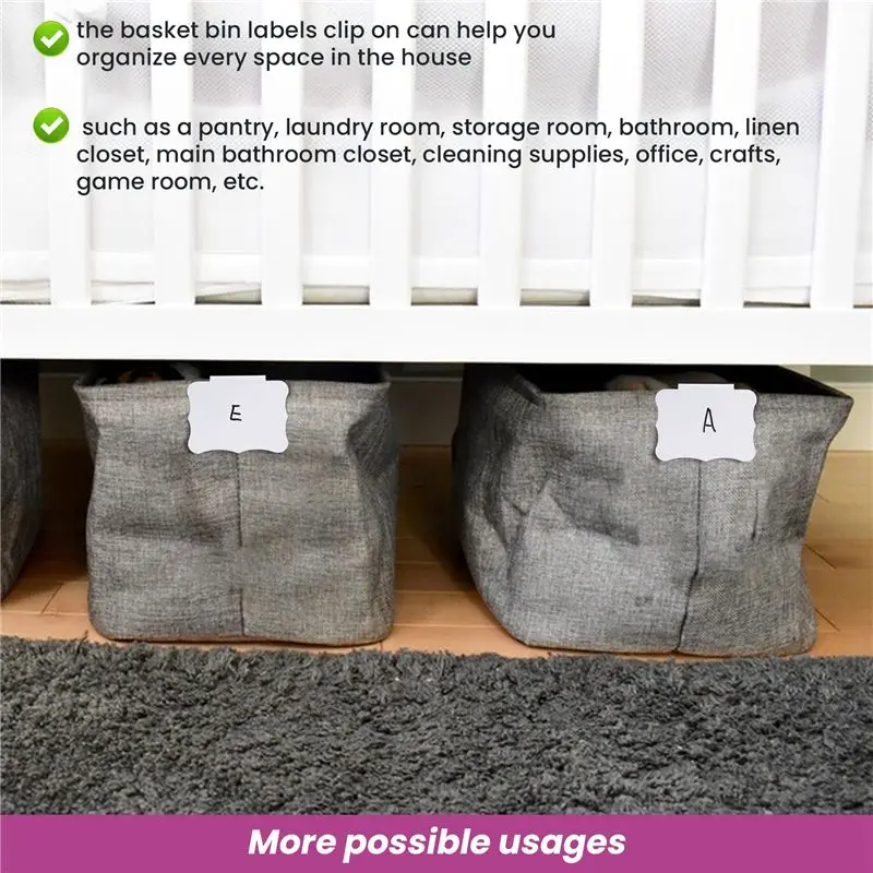 AS60-32 Pieces Basket Labels Clips And Pens Set, Includes 32 Pieces Kitchen Clip Label Holder And 2 Pieces Chalk