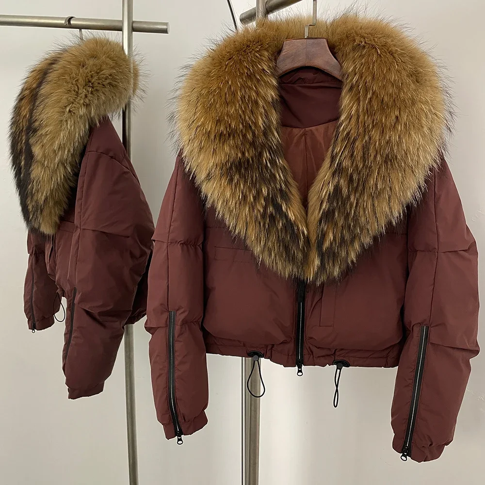 2025 weiße Ente Unten Jacke Frauen 2025, Winter Natürliche Fuchs Pelzmantel Weibliche Dicke Warme Kurze Unten Oberbekleidung Pelz Kleidung dame