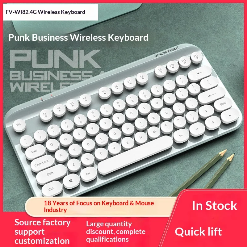 Bestseller Wi8 Punk Style Silent Wireless Keyboard Compact Portable Business Keyboard For Home Office Laptop Desktop Daily Use