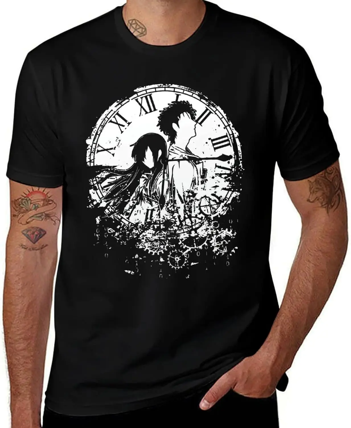 Anime Steins Gate T Shirt Mens Summer Print Round Neck Tee Classic Short Sleeve T-Shirts