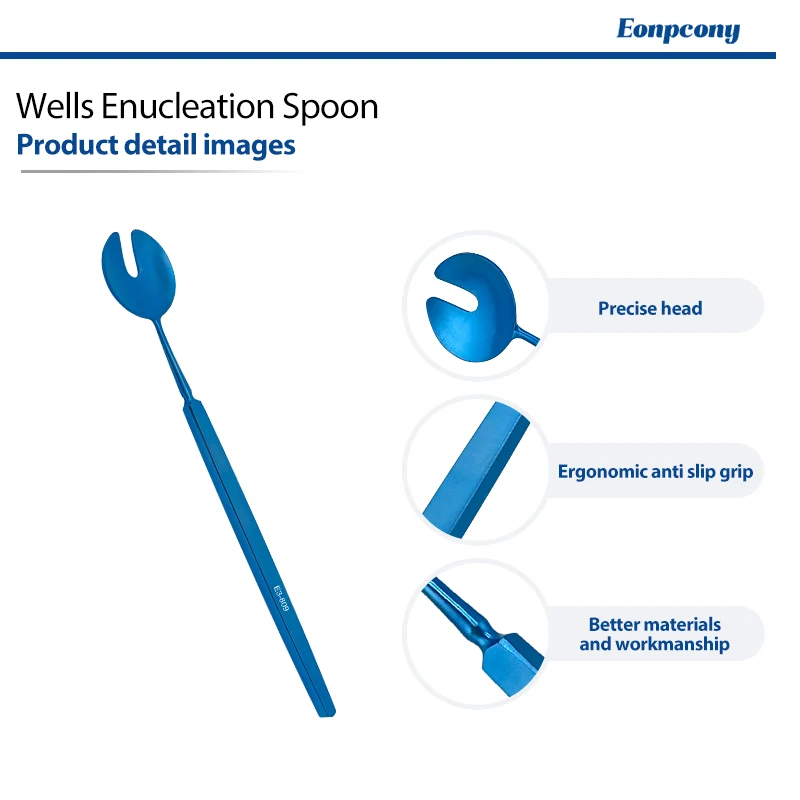 Wells Enucleation Spoon Flat Handle Reusable Autoclavable Ophthalmic Instrument For Ocular Enucleation Surgical Operation