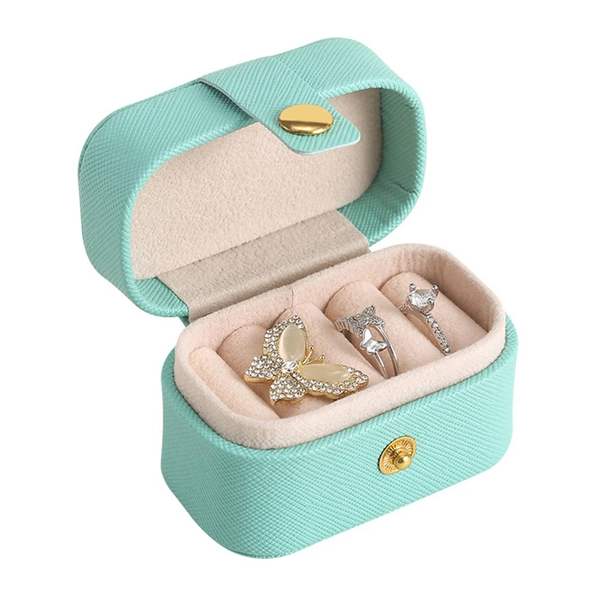 Mini Jewelry Travel Case, Portable Storage Case Display Storage Box for Girls Womens Rings Earrings Necklaces Green