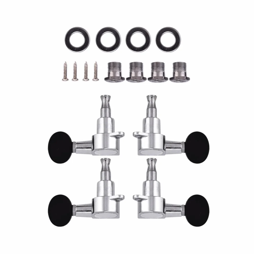 2L2R Configuration Ukulele Tuning Pegs Zinc Alloy + Plastic Silver Black Color Ukulele Machine Heads Ukulele Tuner Keys
