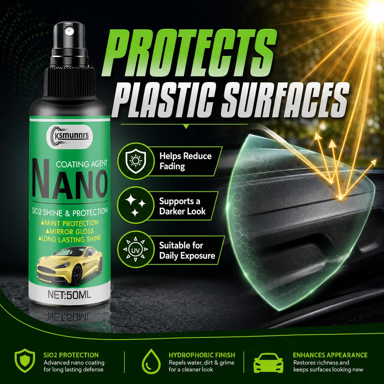 Car crystal plated spray can quickly improve gloss, and high gloss durable protective coating can effectively prevent pollution,