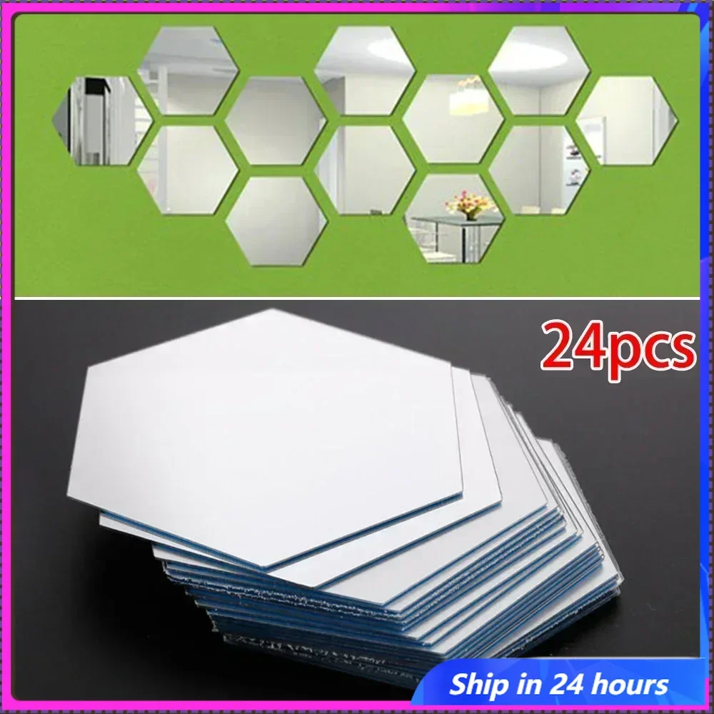 

Mirror Sticker Acrylic Wall Stickers Hex Self-Adhesive Mosaic Tiles DIY Bathroom Home Decor 80x70x40mm 3D Bedroom DIY Decal