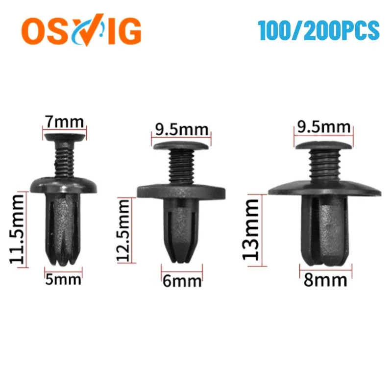 

100/200PCS General Purpose Model 5mm 6mm 8mm Expansion Screws Lined Ceiling Trunk Clip Through Core Nail Fender Leaf Plate Clip