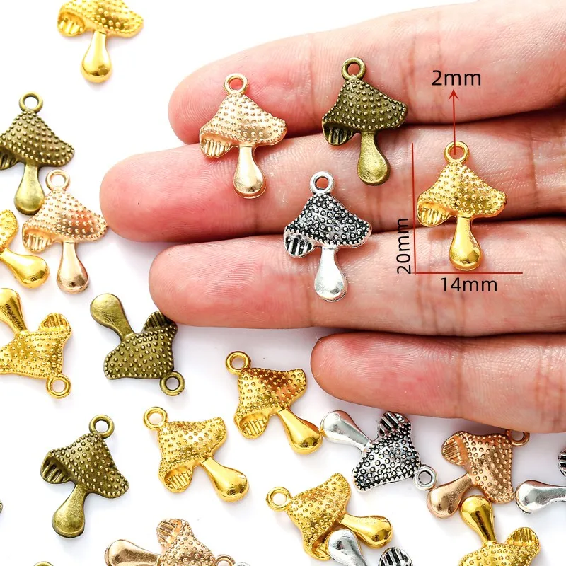 15pcs 4 Color  Alloy mushrooms CharmsFor Earring necklace Pendants DIY Handmade Jewelry Accessories Making 20*14mm K38