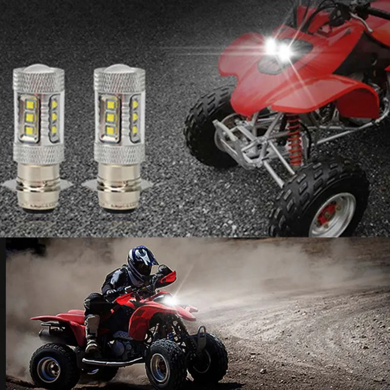 H6M 80W LED Front Headlight Bulbs Lamps for Yamaha ATV Rhino 700 Raptor 125 250 700R Grizzly 125 350 450 YFM250 YFM350 YFM700