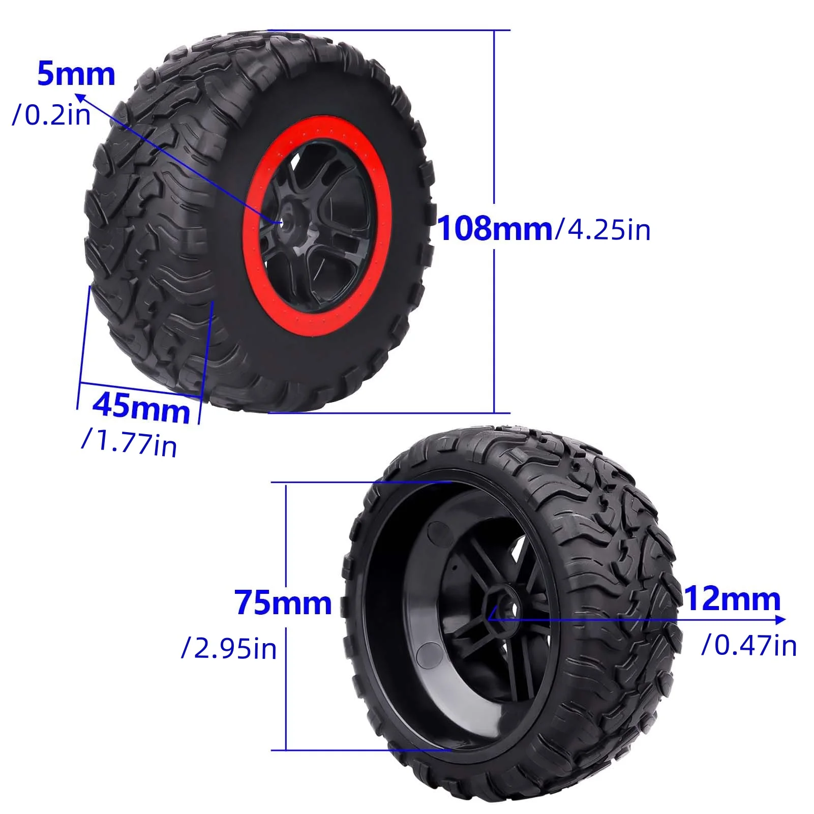 HobbyPark 1/10 RC Short Course Truck Wheels Tires Glued for Traxxas Slash 4X4 Blackout Arrma Senton Losi Tenacity 4S Brushless