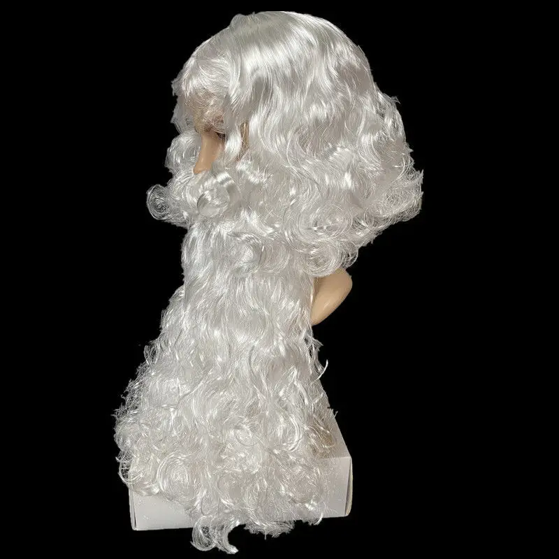 مجموعة شعر ولحية طويلة مجعدة من سانتا كلوز، إكسسوارات تنكرية تلبيس كسانتا كلوز #3