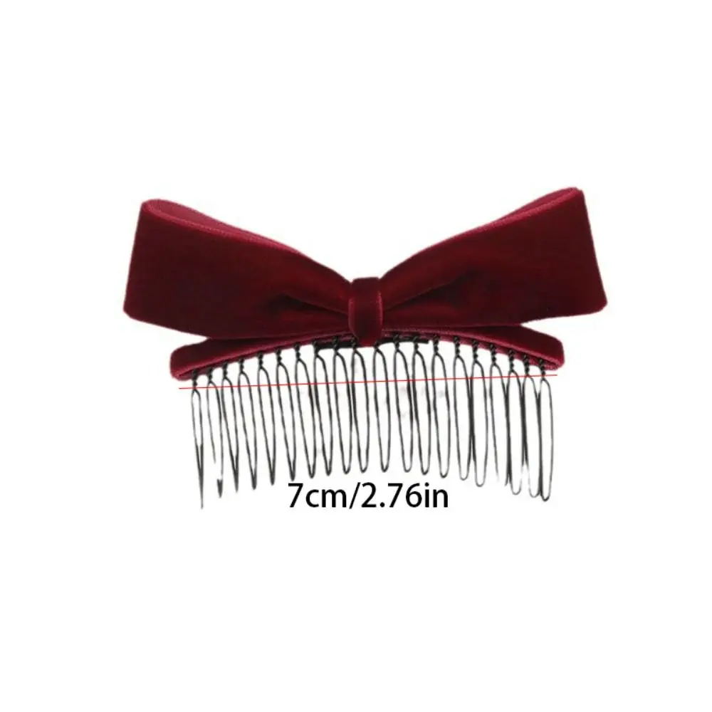 Cloth Bow Hairpin Simple Hair Comb Red Velvet Bowknot Hair Clip Korean Style Headwear Side Clip Female Hair Accessories