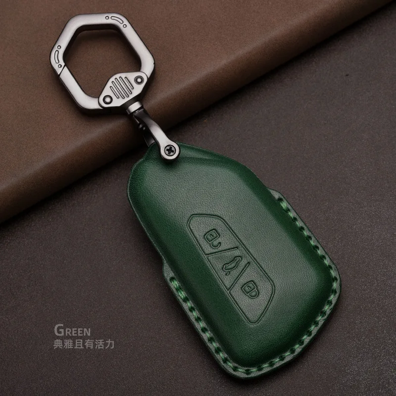 For Volkswagen Golf 8 All Inclusive Genuine Leather Car Key Set Handmade 3D Hot Pressed Cowhide Key Case Buckle