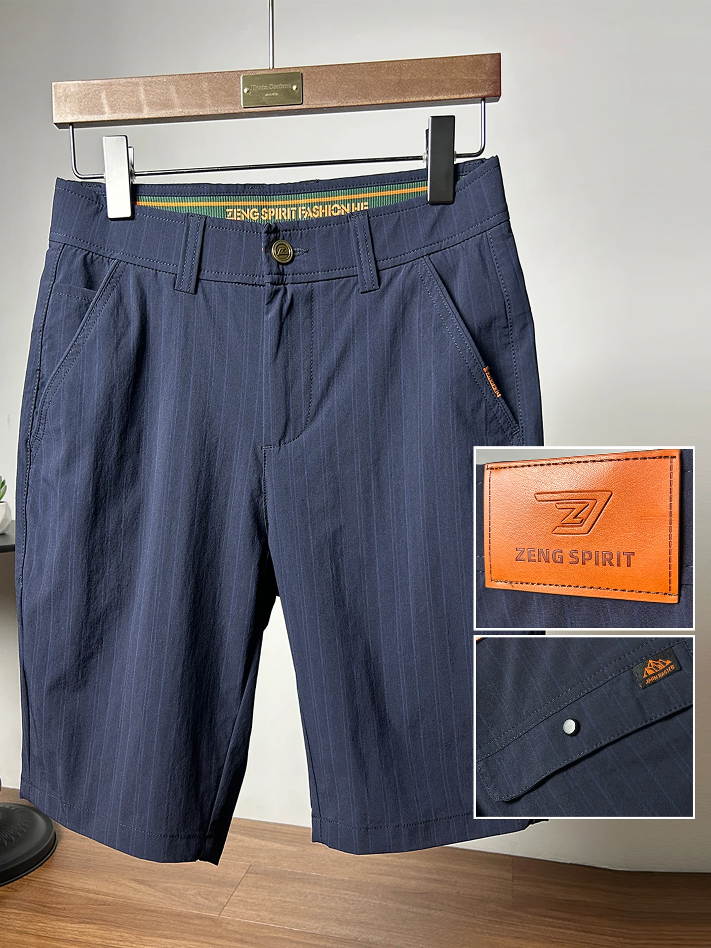 

Мужские повседневные брюки из высококачественного ледяного шелка, летние, тонкие, новые, с охлаждающим эффектом, дышащие, в полоску, длиной до колена, прямого кроя