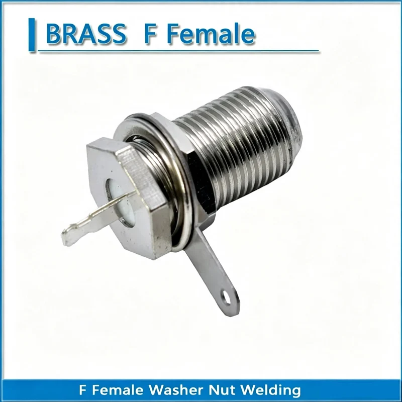 British F Female O-ring Bulkhead Panel Mount Washer Nut Welded TV Set Top Box Antenna 50ohm Striaght RF Connector