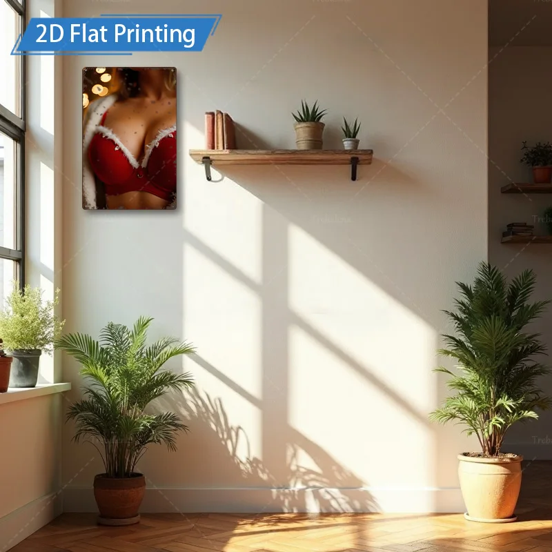 ป้ายโลหะ 1 ชิ้น 4x16 นิ้ว "Modern Glam Red Bra Art Print สําหรับตกแต่งห้องนั่งเล่น"