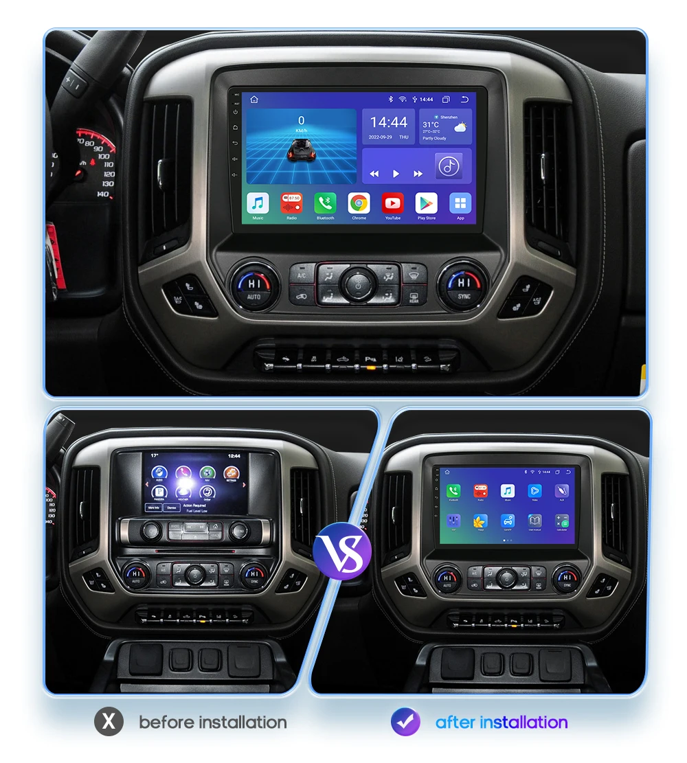 Hizpo Android 14 Carplay For Chevrolet Silverado GMC Sierra 2014 - 2018 Car Auto Radio Stereo GPS Navigation Multimedia Player
