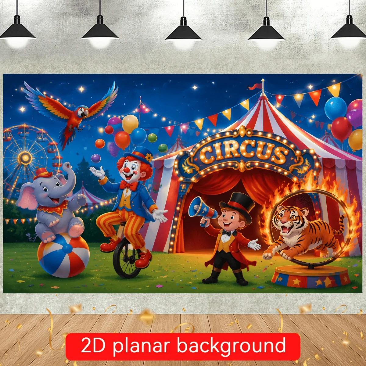 Vintage Circus Tent Tapestry, Clown & Elephant Carnival Wall Hanging, Magic Show Decor, Kids Party Backdrop, Colorful Amusement