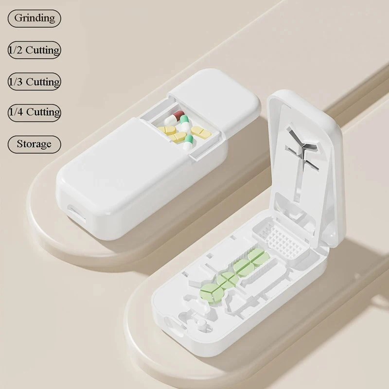 Medicine Cutter with Storage Box Precise Portable Travel Drug Divider Organizer for Separating Large Small Pills Tablet Splitter