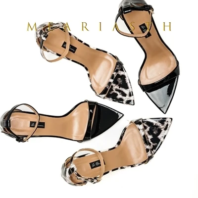 Spitz Stiletto Ferse Sandalen Knöchel Schnalle Pumpen Neuheit Designer Elegante Damen Bankett Party Heels Zapatos Para Mujere