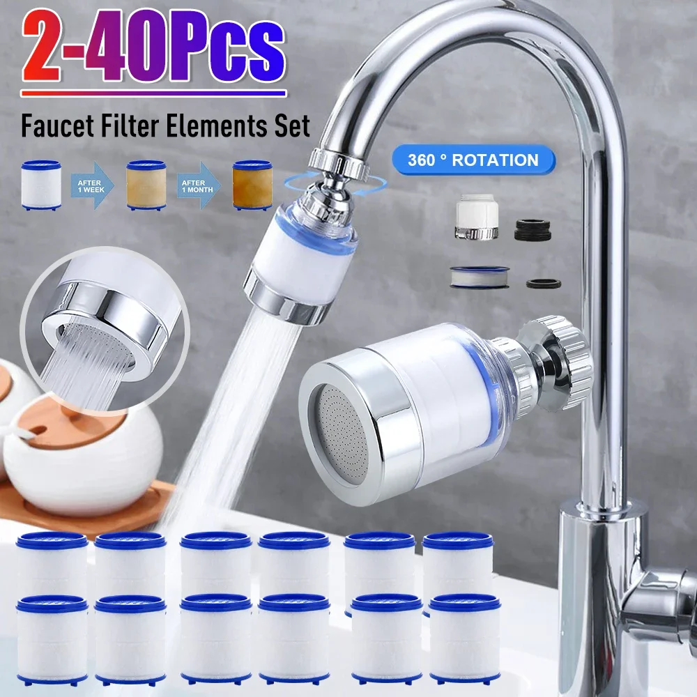 Faucet Filter Element Water Purifier Filter Remove Chlorine Heavy Metal Faucet Adapter PP Cotton Filtration for Kitchen Bathroom