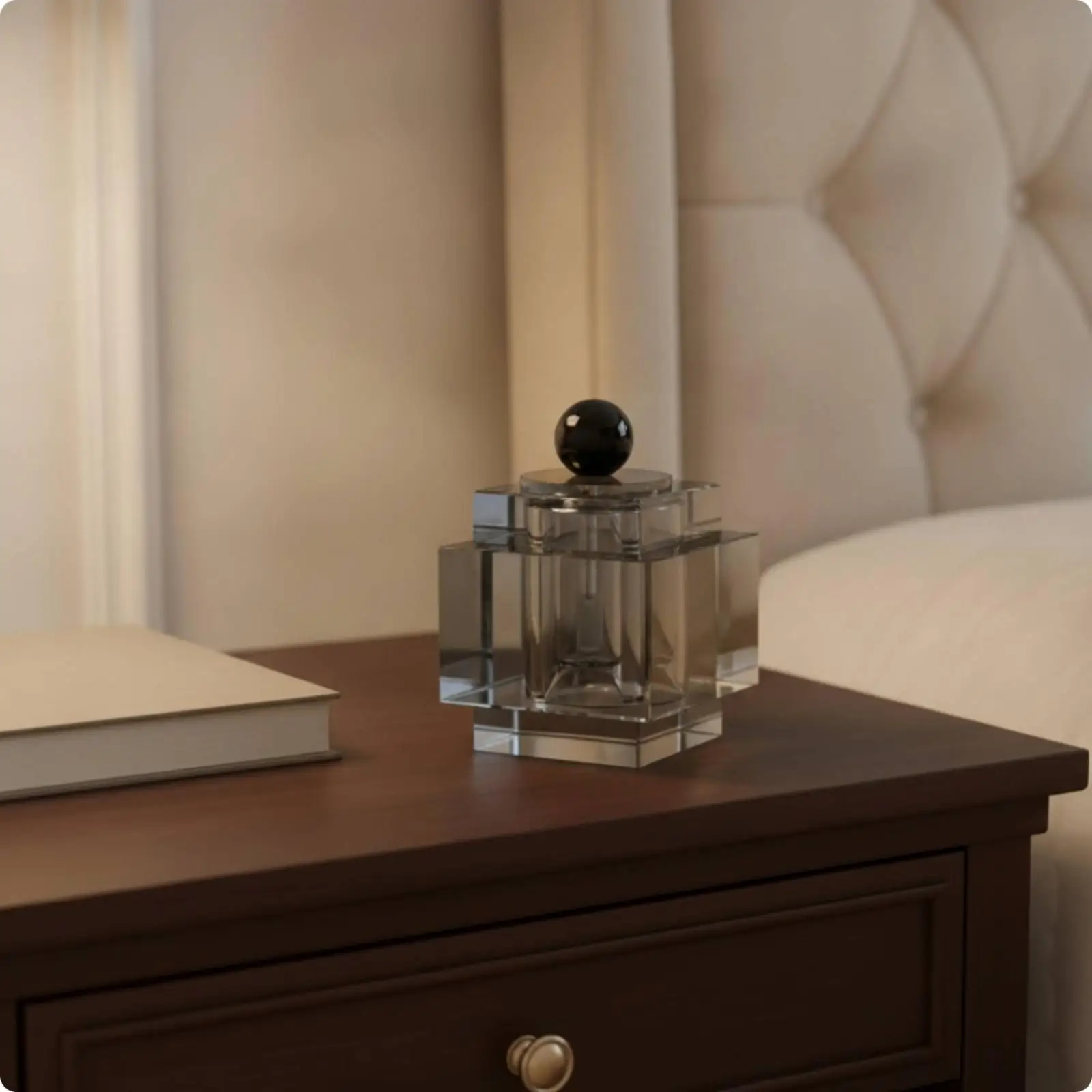 Crystal Aroma Diffuser Clear Geometric Cut Decorative Bottle for Home Shelf and Model Room Use