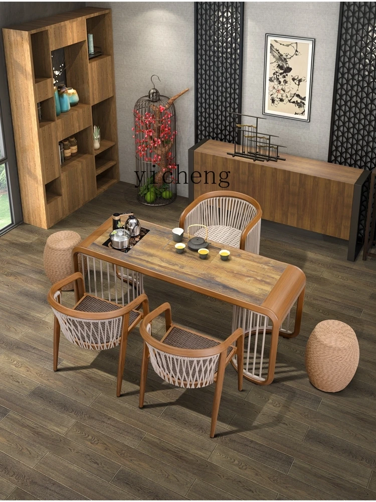 ZF Table-Chair Set Tea Room Living Room Home Tea Table Leisure Rattan Chair Tea Table Assembly