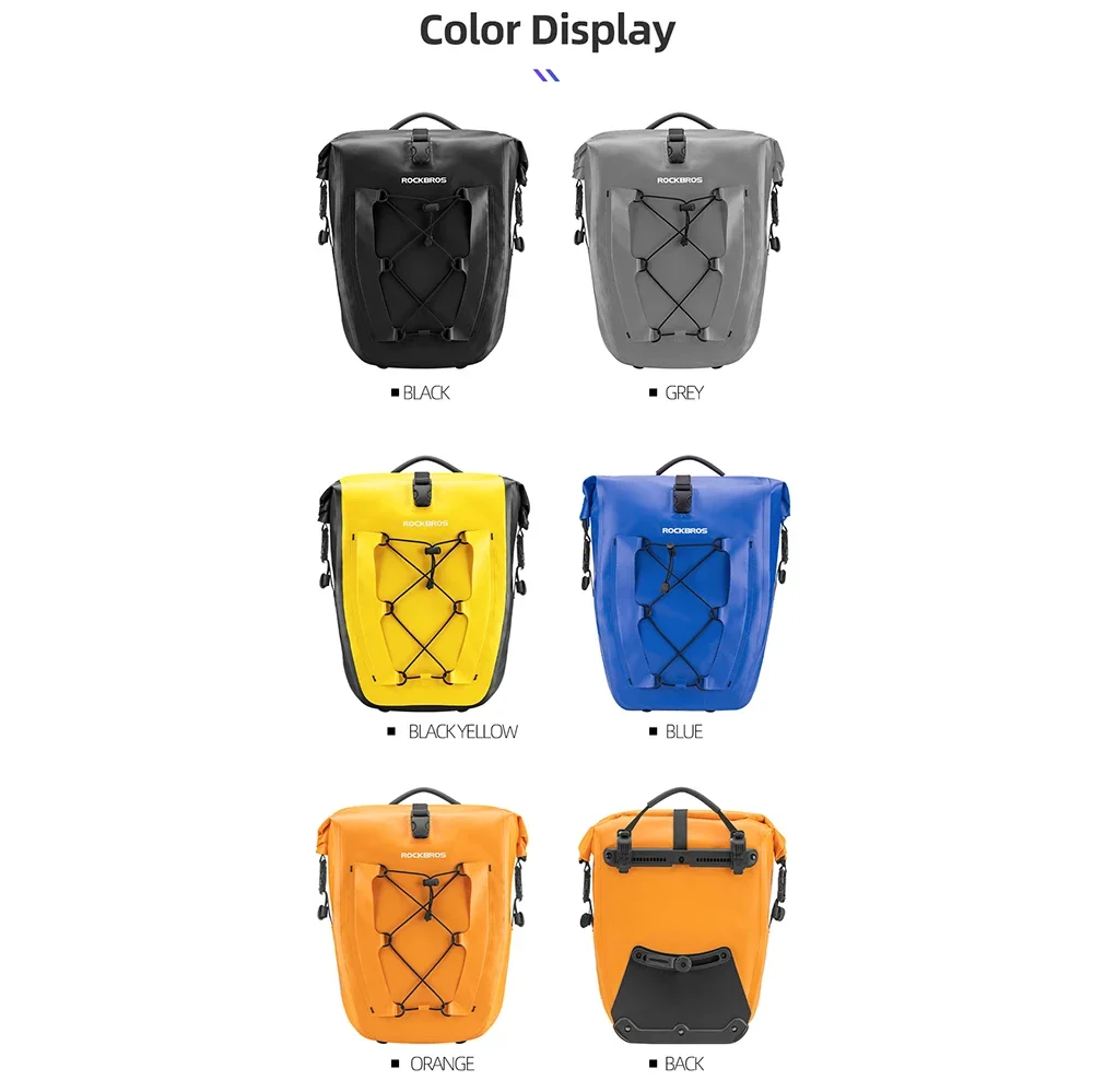 Rockbros Bike Bag 25L Large capacity Waterproof Bike Pannier Bag  Bicycle Cargo Rack Saddle Bag Cycling Accessories