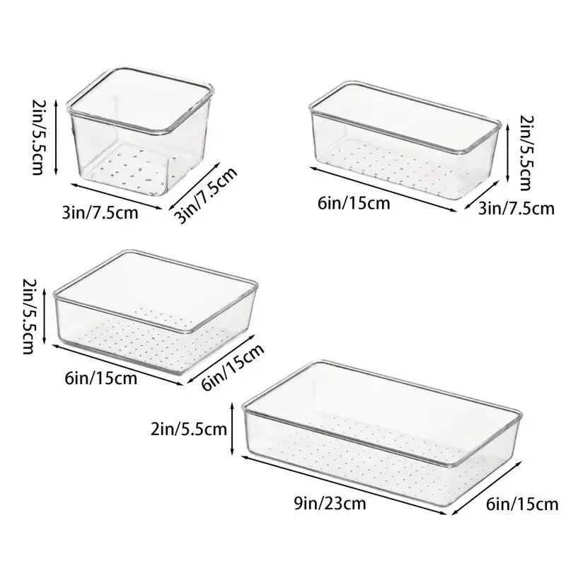 10PCS Household Plastic Transparent Drawer Storage Box Set 5-size Multifunctional Bathroom Bedroom Desktop Storage Box