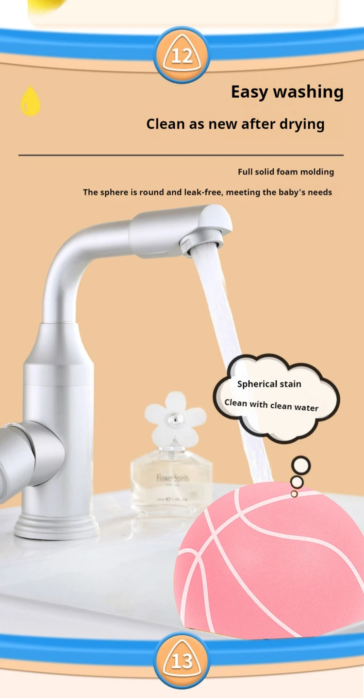 Ballon de Basket-ball Silencieux en Mousse Souple pour Enfant et Adulte, Jouet de dehors artificiel astique pour Divertissement à Domicile, Taille 7