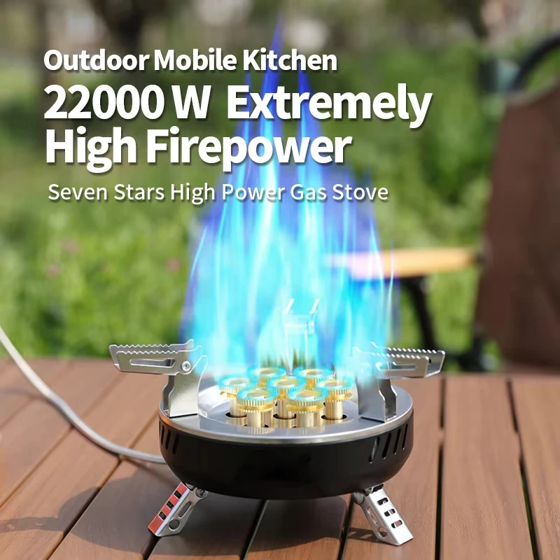 

Outdoor Electronic Ignition Furnace 3/7-Core Camping Gas Stove High Power Gas Stove Portable Tourist Burner Picnic Cookware