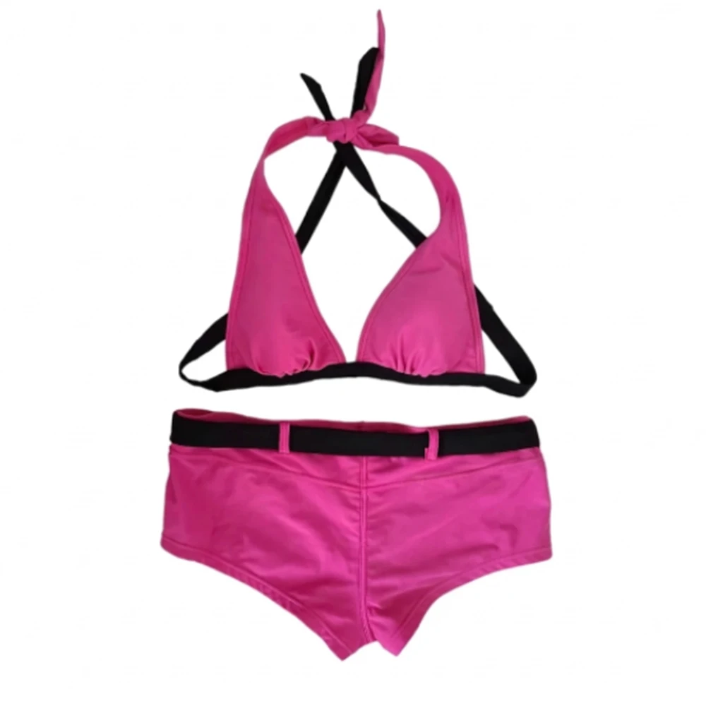 

Two-piece bra and shorts set for beach vacation, casual lace-up underwear swimsuit, women's sexy backless fashion flower print b