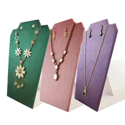 Tablero de exhibición de pendientes y collares, marco organizador de joyas de terciopelo de alta calidad, accesorios de terciopelo verde, morado y rosa para mostrador de joyería