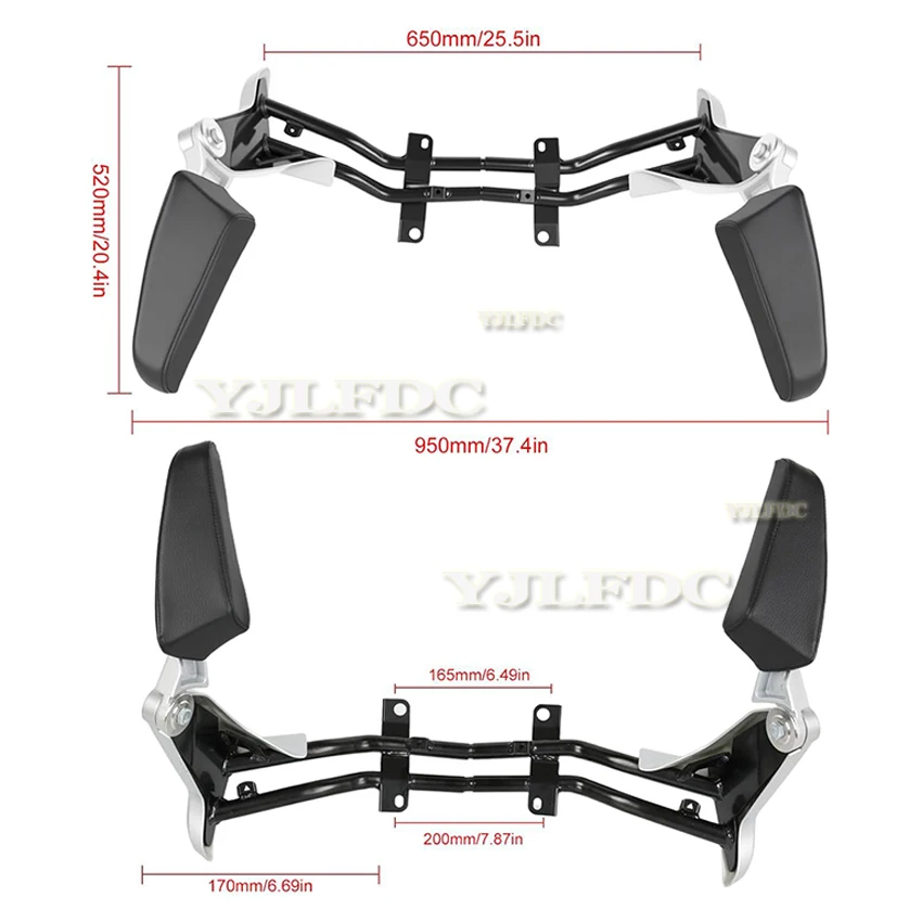 For BMW K1600GTL 2010 2011 2012 2013 2014 2015 2016 2017 2018 Motorcycle Passenger Frame Armrest Set Rear Arm Rest