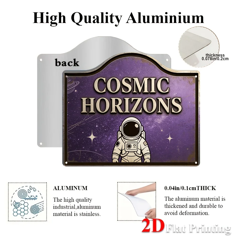 2D Flat, 1pc Vintage Space-Themed Astronaut Metal Sign - Retro Cosmic Horizons Suitable For Living Room, Bedroom, Office Decor