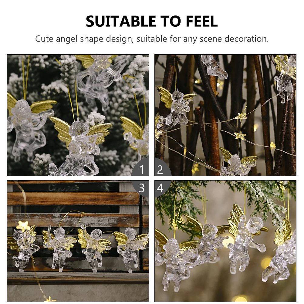 

Christmas Angel Hanging Decor Transparent Pendant For Tree Ornament Party Holiday Scene Decoration Accessories