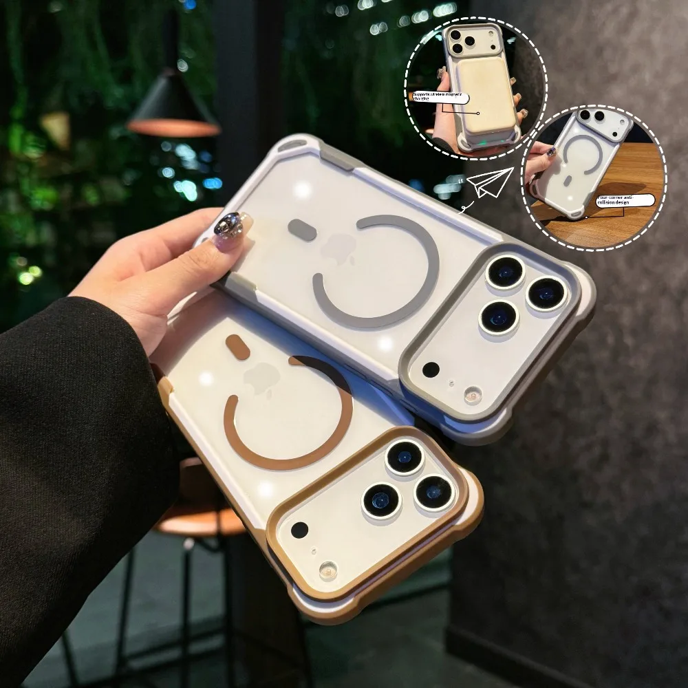 Transparente, stoßfeste ArmorHit Farb-Hülle für iPhone 17, 16, 17 Pro Max, 17 Pro, magnetisch für Magsafe, transparente Acryl-Hartschale