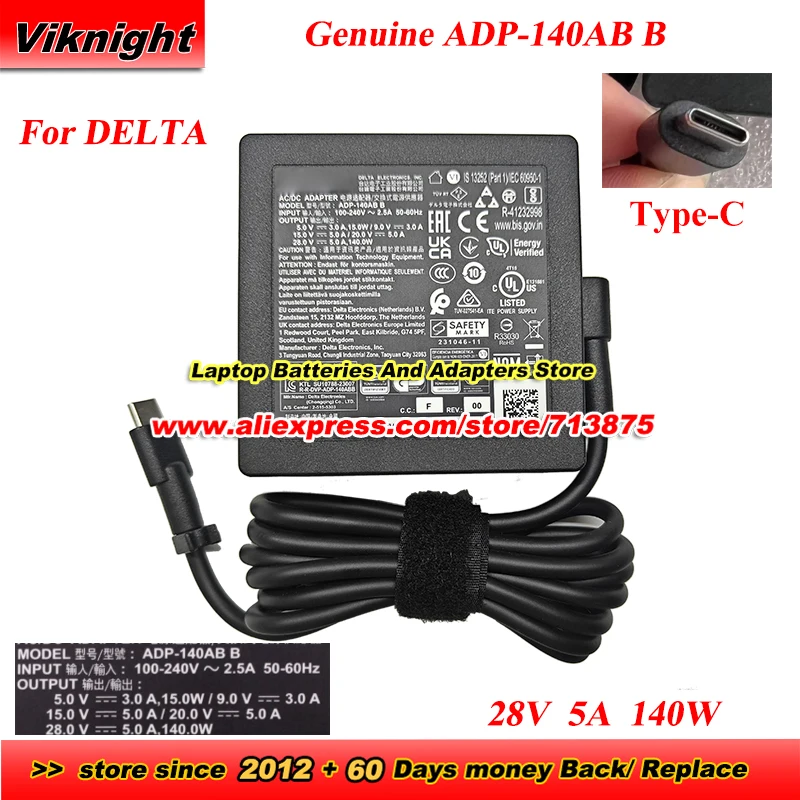 Genuine ADP-140AB B AC Adapter For DELTA 28V 5A 140W Type-C for MSI STUDIO 15 PRESTIGE 15 14 13 15 EVO SUMMIT E16 E15 E13 FLIP