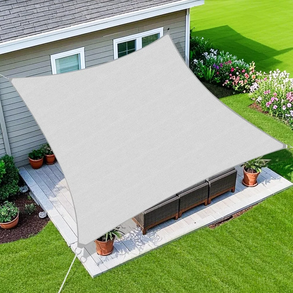 

Amagenix Sun Shade Sail 16'X20' Curved Edge Outdoor Shade Canopy Light Grey Breathable 95% UV Block Shade Cloth for Patio Garden