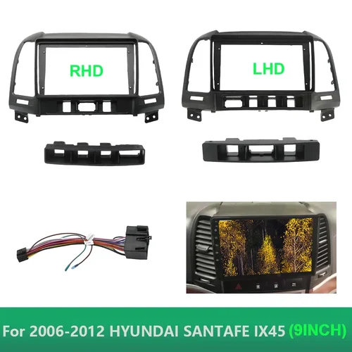 Marco de Radio de coche de 9 pulgadas Fascia para Hyundai Santa Fe 2 006-01 Panel embellecedor de DVD Kit de montaje de tablero instalación Din estéreo