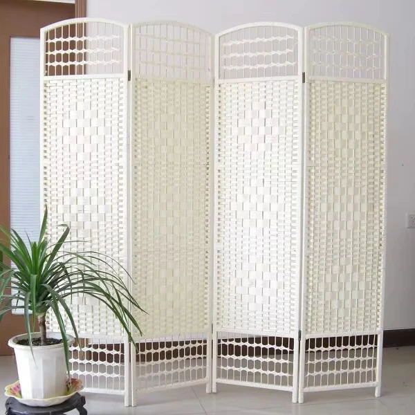 Paper rattan partition folding screen seat screen screen solid wood porch fitting room partition