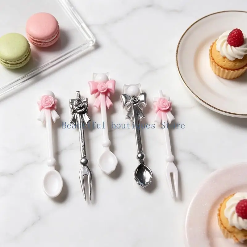U4LF Creative Rose Design Spoon And Fork Pendant Silicone Mold For DIY Art Projects