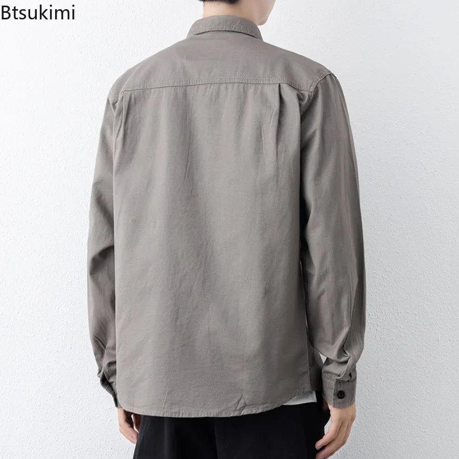 New 2024 Spring Autumn Men's Multi Pocket Cargo Shirts Long Sleeve Casual Versatile Blouse 100% Cotton Tops Male Shirts Camisas