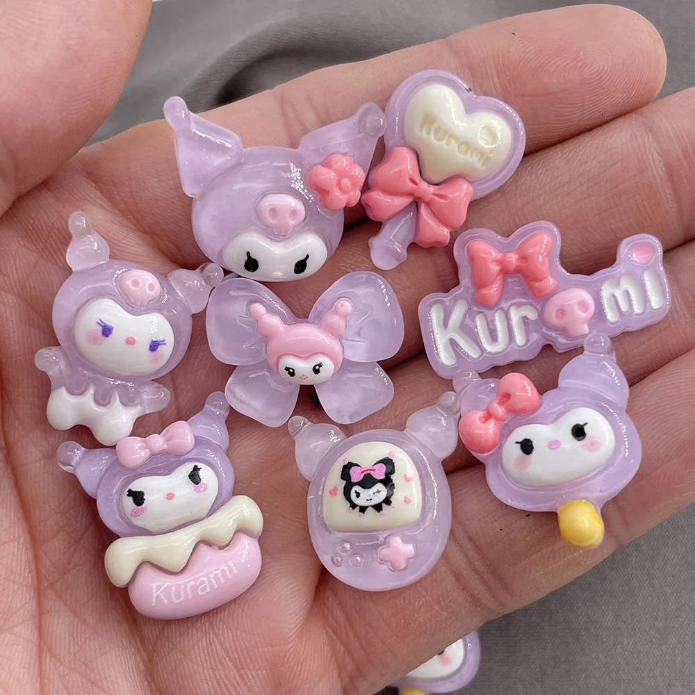 MINISO New Cute Cartoon Purple Transparent Kuromi Charm Shoe Accessories DIY Garden Shoe Hole Decoration Removable Shoe Flower